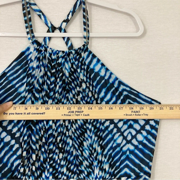 New Calvin Klein Blue Chevron Pleated Detail Evening Dress size 14 - Picture 7 of 12